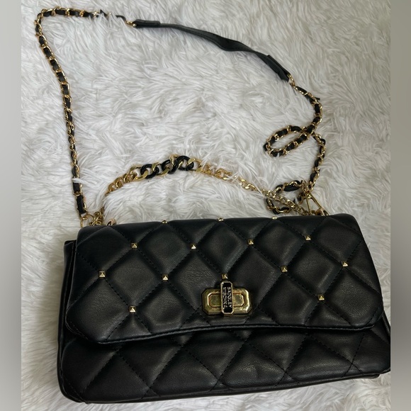 BADGLEY MISCHKA Crossbody Purse Diamond Quilted & Gold Studs - Picture 3 of 10